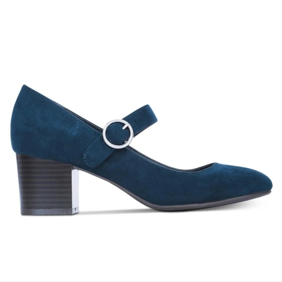 Style & Co. Macys JURNAE Navy Suede Block Heel Pumps Womens Mary Jane Shoes - Picture 4 of 10
